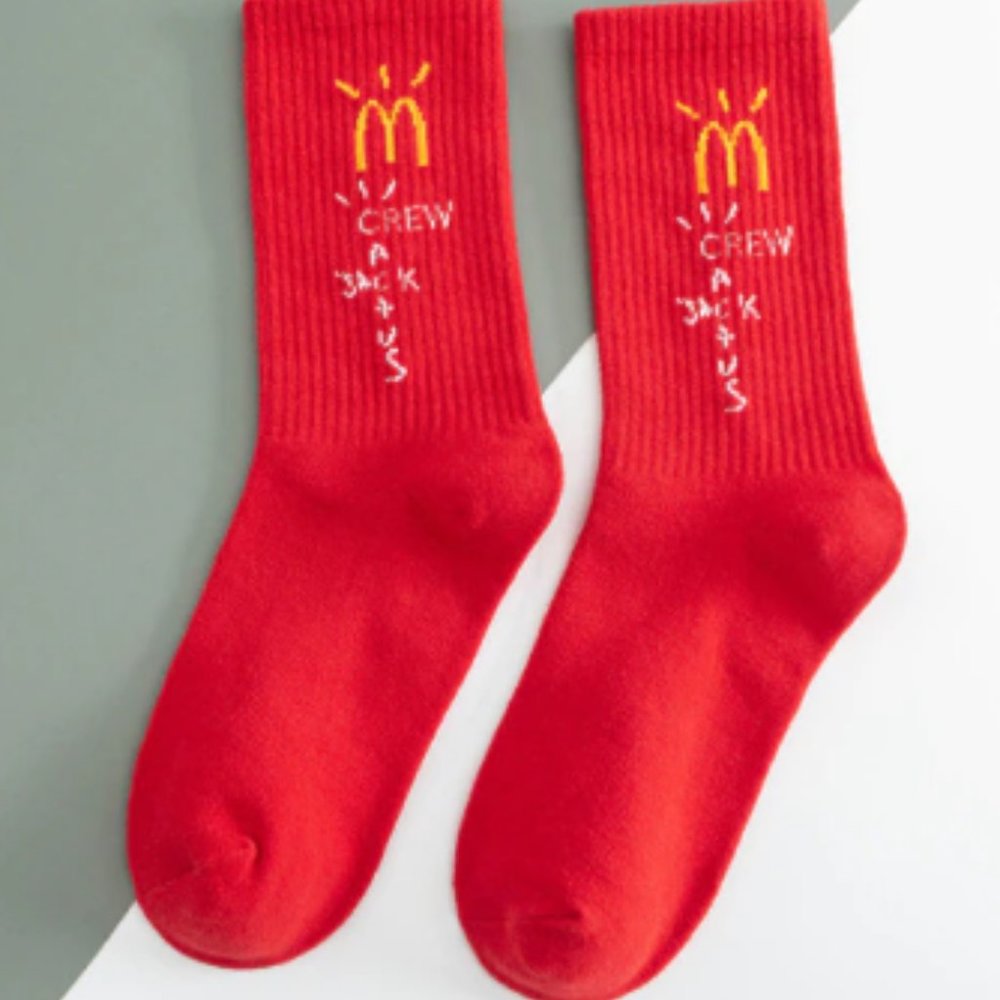 Travis Scott Custom Cactus Jack Logo Dunk Trails Employee Crew Socks